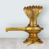 Shivling with Nagam - 4 Inches | Shiva Lingam/ Antique Brass Statue/ Sivalingam for Pooja - Retail Maharaj