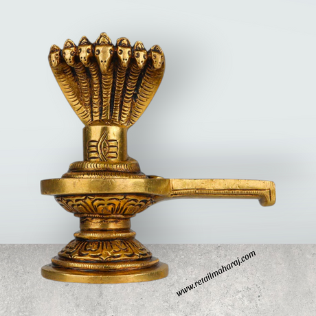 Shivling with Nagam - 4 Inches | Shiva Lingam/ Antique Brass Statue/ Sivalingam for Pooja - Retail Maharaj
