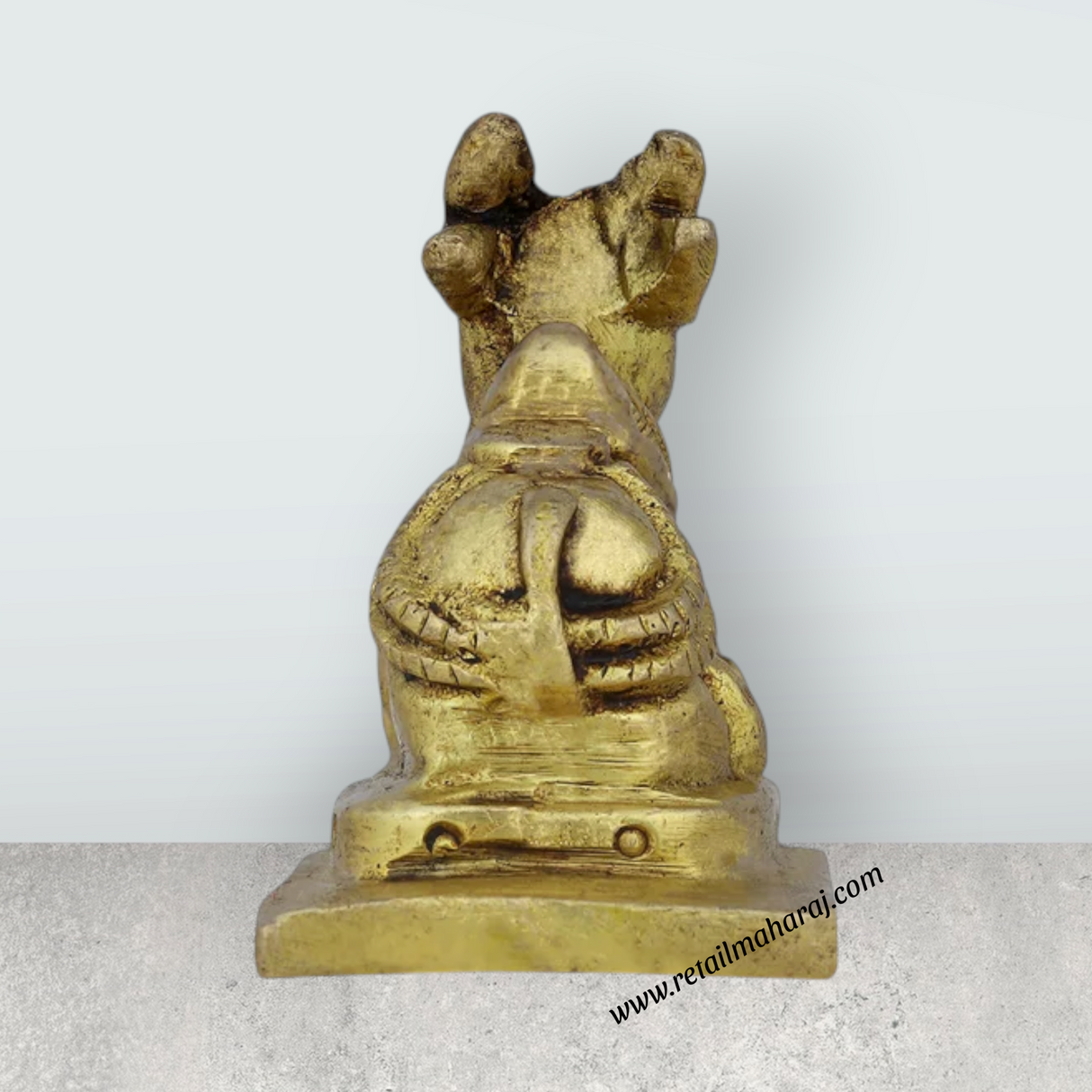 Nandi Statue With Base - 2 x 2 Inches | Antique Brass Idol/ Nandi Murti/ Nandi Idol for Pooja