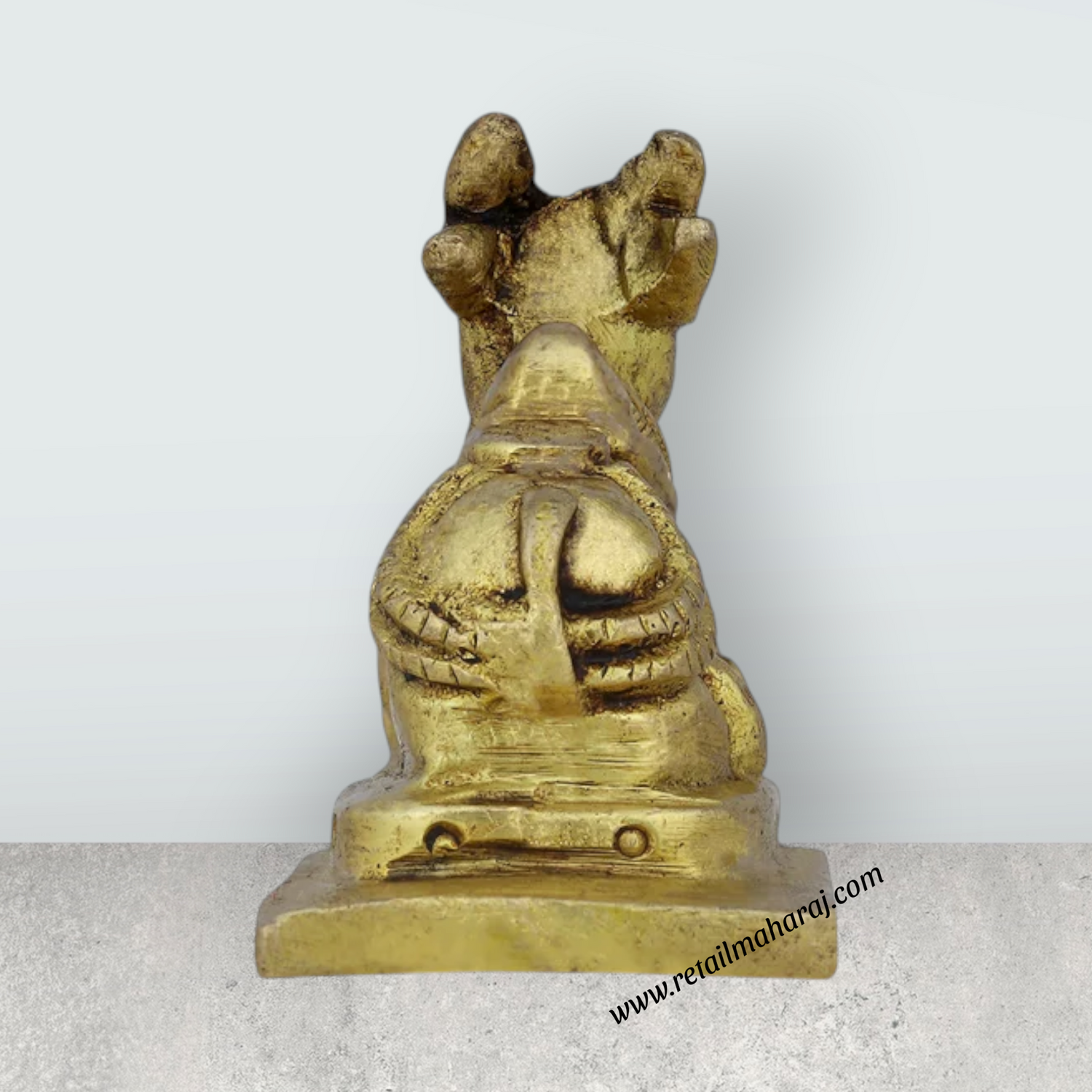 Nandi Statue With Base - 2 x 2 Inches | Antique Brass Idol/ Nandi Murti/ Nandi Idol for Pooja