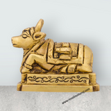 Nandi Statue with Base - 2.5 x 2.5 Inches | Antique Brass Statue/ Nandi Murti for Pooja/ 300 Gms Approx - Retail Maharaj