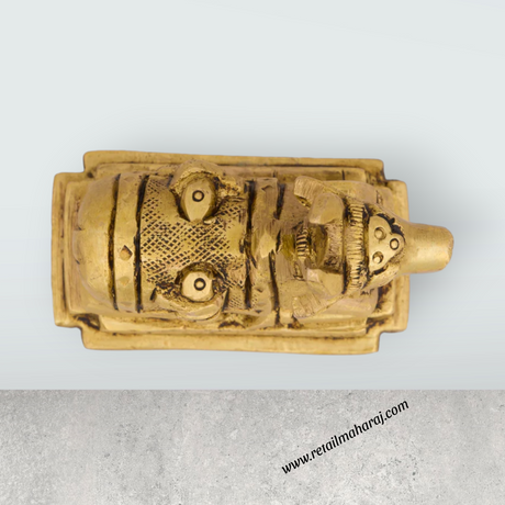 Nandi Statue with Base - 2.5 x 2.5 Inches | Antique Brass Statue/ Nandi Murti for Pooja/ 300 Gms Approx - Retail Maharaj