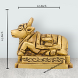 Nandi Statue with Base - 2.5 x 2.5 Inches | Antique Brass Statue/ Nandi Murti for Pooja/ 300 Gms Approx - Retail Maharaj