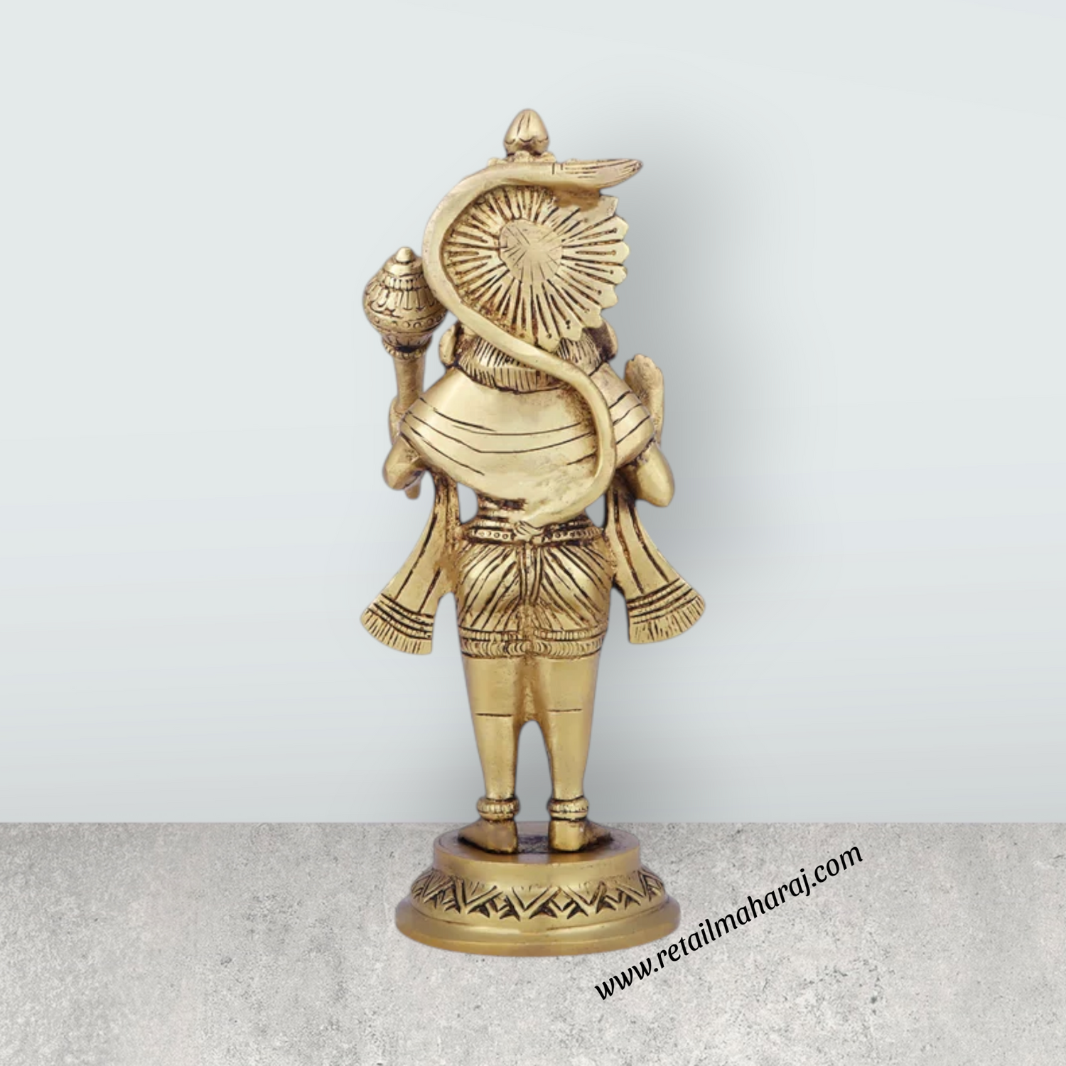 Anjaneya Statue - 8 x 4 Inches | Antique Brass Idol/ Standing Hanuman Statue for Pooja/ 1.550 Kgs Approx - Retail Maharaj