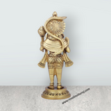 Anjaneya Statue - 8 x 4 Inches | Antique Brass Idol/ Standing Hanuman Statue for Pooja/ 1.550 Kgs Approx - Retail Maharaj