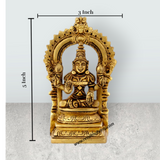 Lakshmi Sitting on Base Murti - 5 Inches | Antique Brass Idol / Laxmi Devi with Arch for Home & Pooja Room - Retail Maharaj