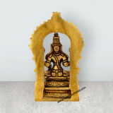 Lakshmi Sitting on Base Murti - 5 Inches | Antique Brass Idol / Laxmi Devi with Arch for Home & Pooja Room - Retail Maharaj