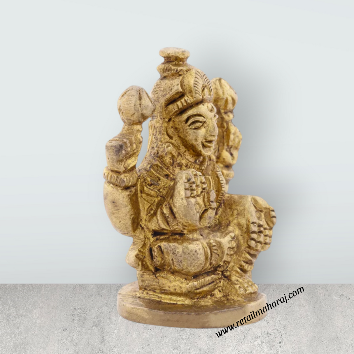 Laxmi Murti - 2 x 1.25 Inches | Antique Brass Statue/ Lakshmi Idol for Pooja/ 50 Gms Approx - Retail Maharaj