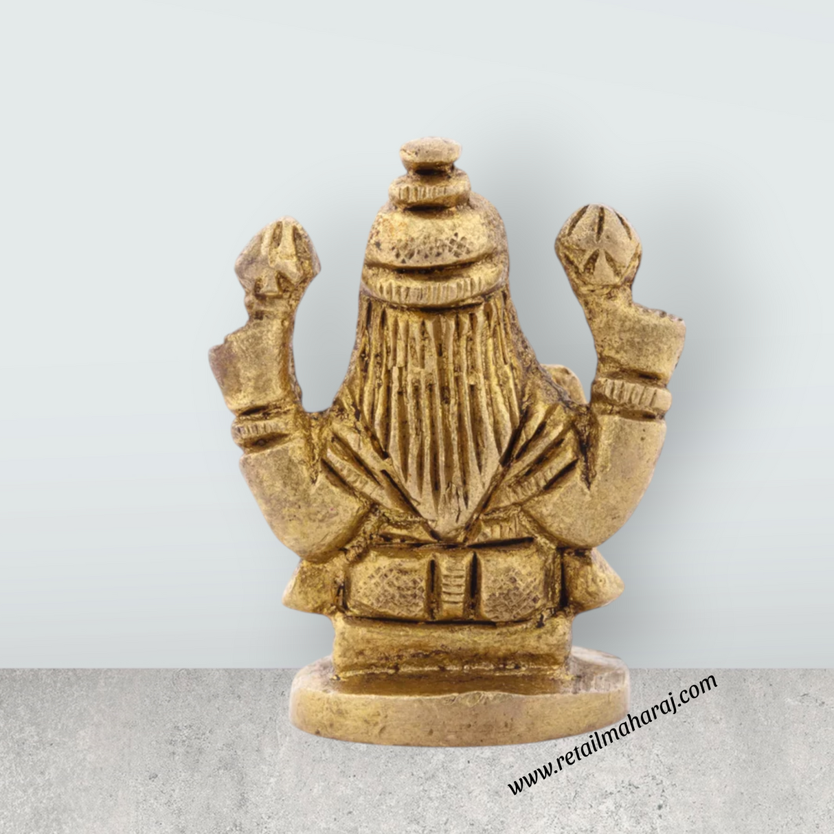 Laxmi Murti - 2 x 1.25 Inches | Antique Brass Statue/ Lakshmi Idol for Pooja/ 50 Gms Approx - Retail Maharaj