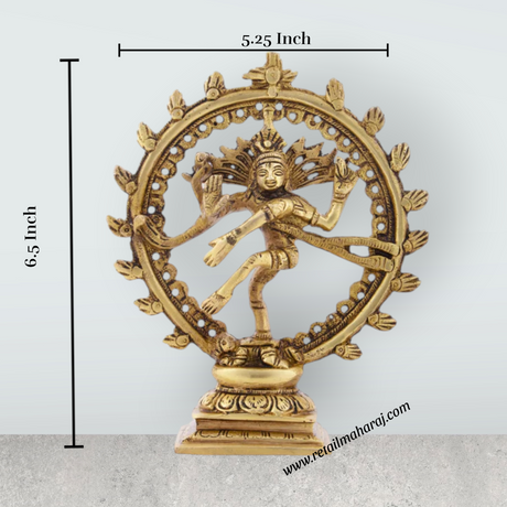 Natraj Murti - 6.5 x 5.25 Inches | Antique Brass Statue/ Nataraja Vigraham for Pooja/ 630 Gms Approx - Retail Maharaj
