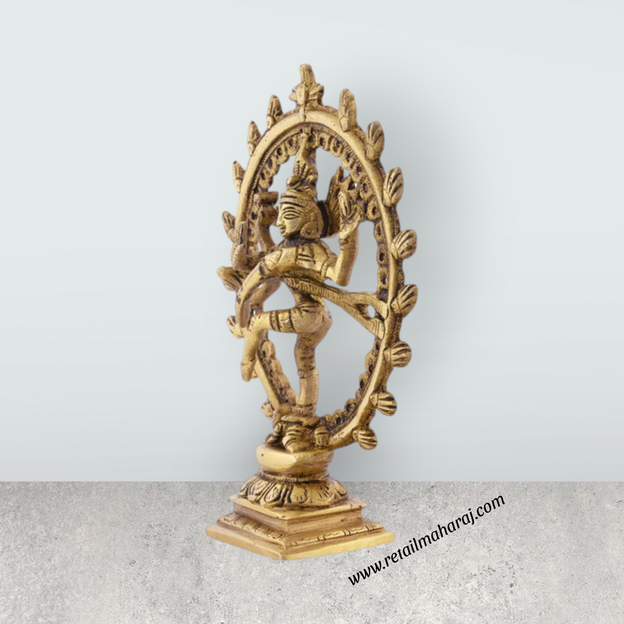 Natraj Murti - 6.5 x 5.25 Inches | Antique Brass Statue/ Nataraja Vigraham for Pooja/ 630 Gms Approx - Retail Maharaj