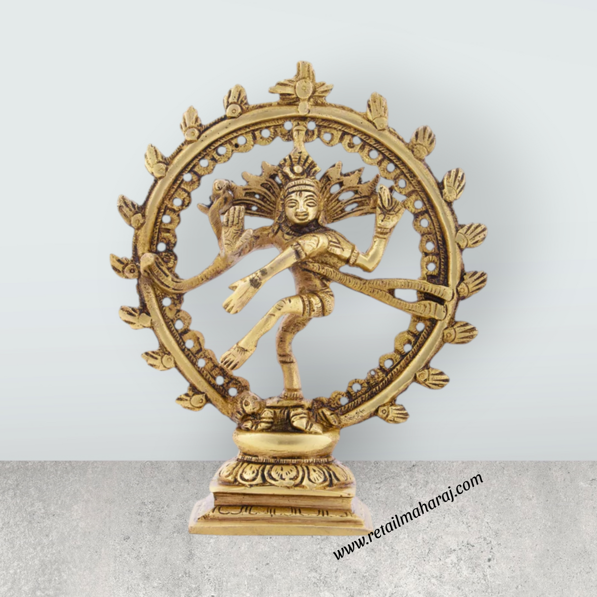 Natraj Murti - 6.5 x 5.25 Inches | Antique Brass Statue/ Nataraja Vigraham for Pooja/ 630 Gms Approx - Retail Maharaj