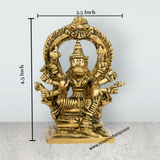 Varahi Amman Statue With Arch - 4.5 x 3.5 Inches | Antique Brass Idol/ Varahi Amman Idol With 8 Hands for Pooja