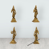 Murugan Valli Deivanai Statue Set – Antique Brass Murugan Valli Deivanai Idol for Pooja (4 x 1.75 Inches) - Retail Maharaj