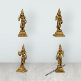 Murugan Valli Deivanai Statue Set - 4 x 1.75 Inches | Antique Brass Idol/ Murugan Valli Deivanai Idol for Pooja - Retail Maharaj