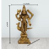 Murugan Valli Deivanai Statue Set – Antique Brass Murugan Valli Deivanai Idol for Pooja (4 x 1.75 Inches) - Retail Maharaj