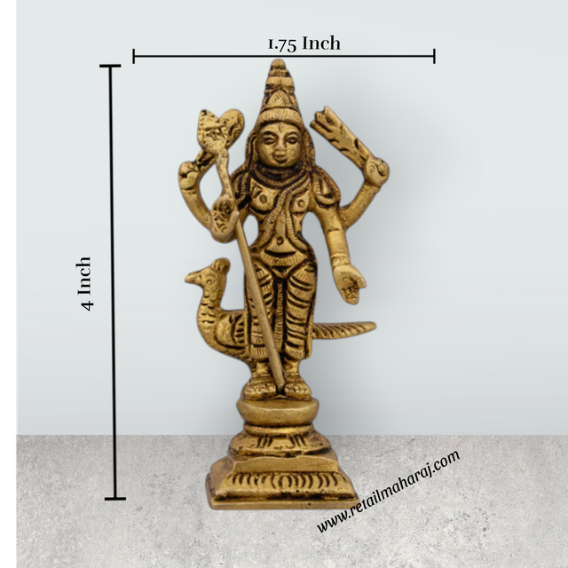 Murugan Valli Deivanai Statue Set – Antique Brass Murugan Valli Deivanai Idol for Pooja (4 x 1.75 Inches) - Retail Maharaj