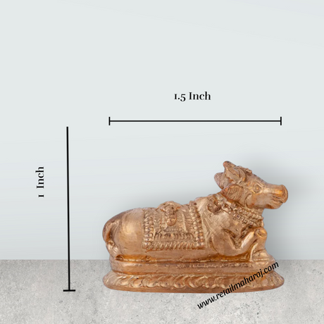 Nandi Murti - 1 x 1.5 Inches | Panchaloha Idol/ Nandi Statue/ Nandi Bhagavan / NandiDeva / Decor For Pooja - Retail Maharaj