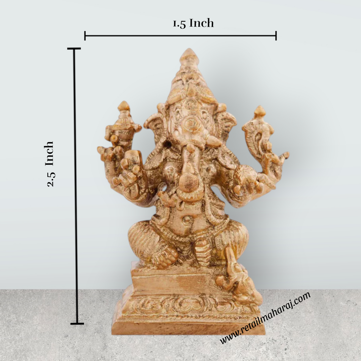 Ganesh Murti Idol - 2.5 x 1.5 Inches | Panchaloha Idol/ Vinayagar Statue for Pooja - Retail Maharaj