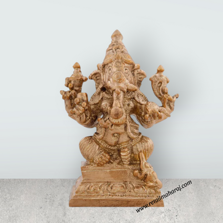 Ganesh Murti Idol - 2.5 x 1.5 Inches | Panchaloha Idol/ Vinayagar Statue for Pooja - Retail Maharaj