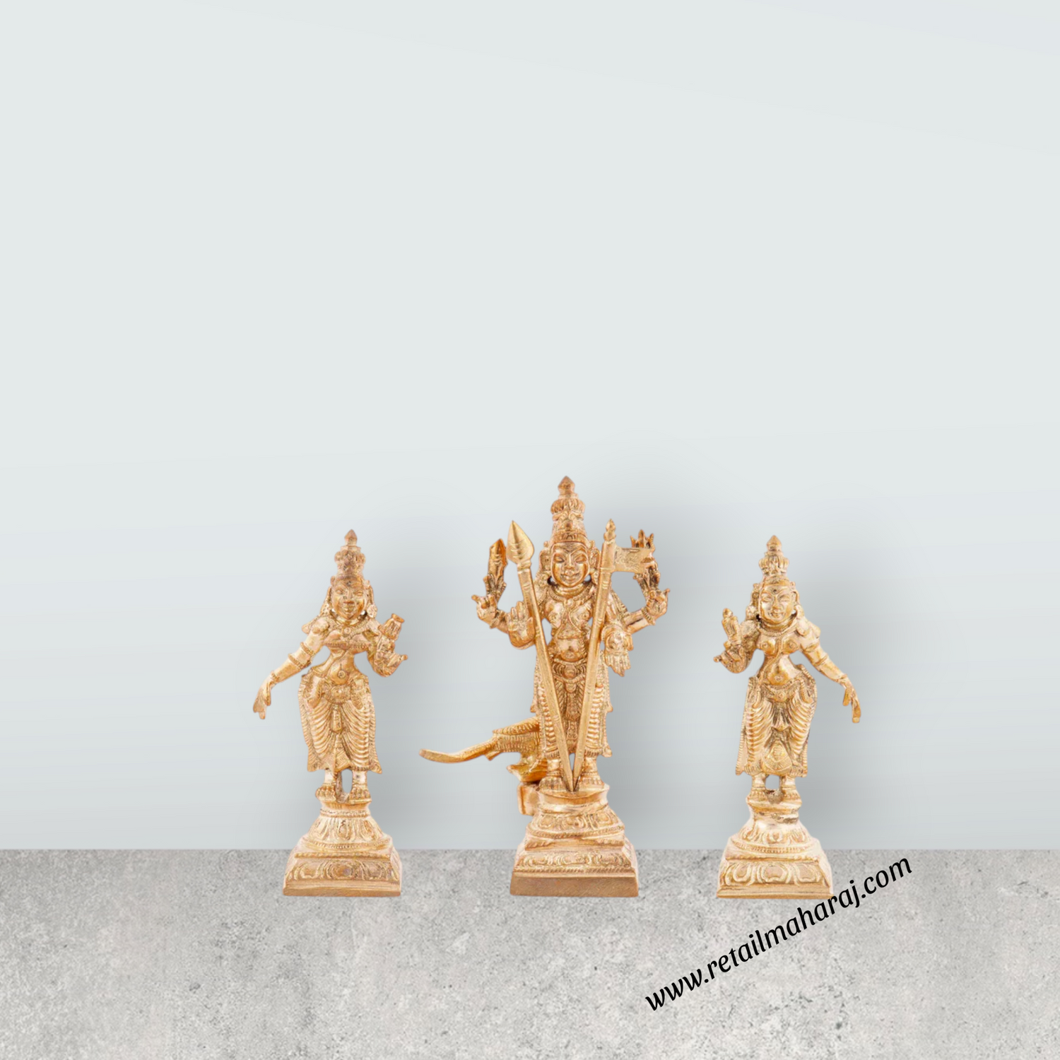 Murugar with Valli Deivanai Statue - 3 x 1.25 Inches | Panchaloha Idol/ Murugan Valli Deivanai Statue for Pooja - Retail Maharaj