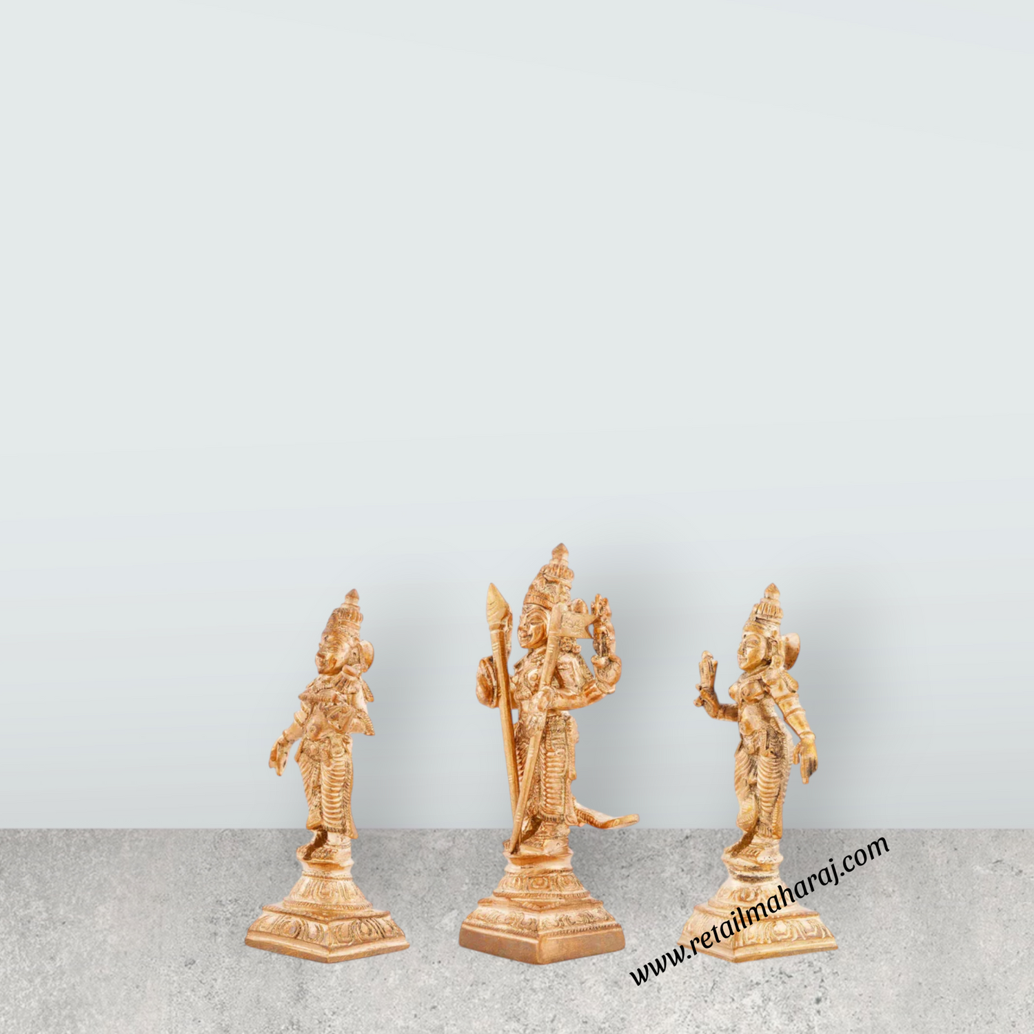 Murugar with Valli Deivanai Statue - 3 x 1.25 Inches | Panchaloha Idol/ Murugan Valli Deivanai Statue for Pooja - Retail Maharaj