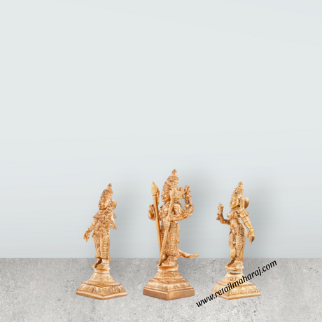 Murugar with Valli Deivanai Statue - 3 x 1.25 Inches | Panchaloha Idol/ Murugan Valli Deivanai Statue for Pooja - Retail Maharaj