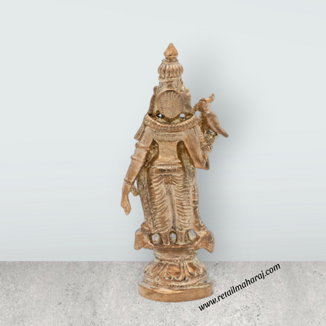 Meenakshi Amman Statue Standing On Base - 3 x 2 Inches | Panchaloha Idol / Meenakshi Statue for Worship - Retail Maharaj