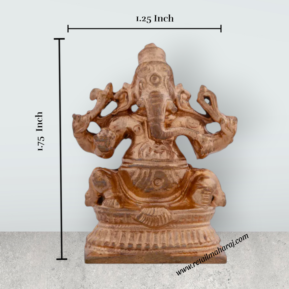 Ganesh Murti - 1.5 x 1.25 Inches | Panchaloha Idol/ Vinayaka Idol for Pooja / 56 Gms Approx - Retail Maharaj