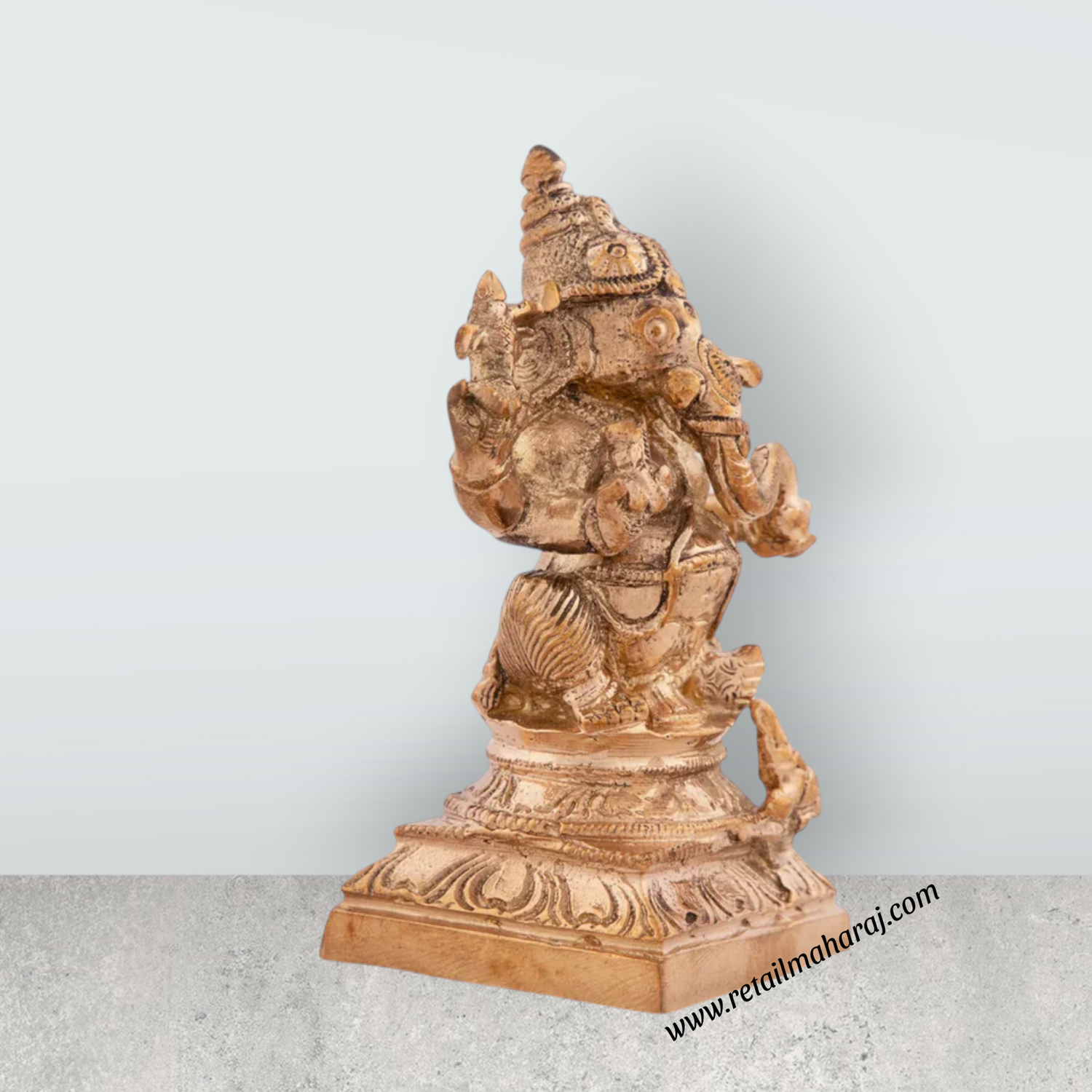 Ganesha Murti Statue - 3 x 2 Inches| Panchaloha Idol/ Vinayaka Idol for Pooja/ 259 Gms Approx - Retail Maharaj