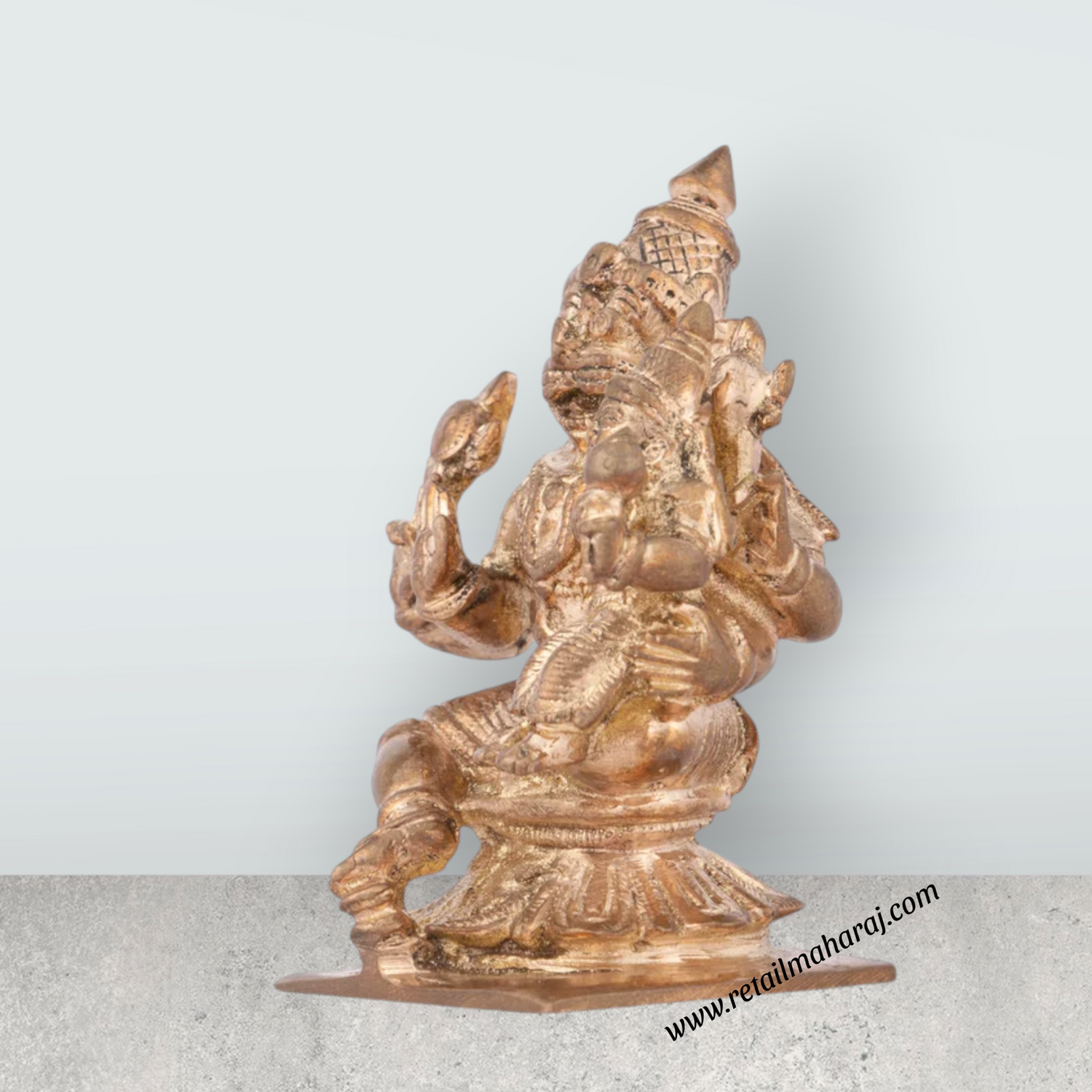 Lakshmi Narasimha Swamy Vigraham With Base - 3 x 2 Inches | Panchaloha Statue / Laxmi Narasimha Idol for Pooja - Retail Maharaj