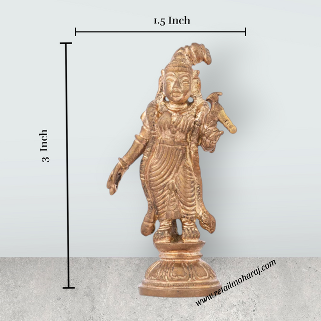 Andal Idol - 3 x 1.5 Inches | Panchaloha Idol/ Andal Vigraham for Pooja/ 75 Gms Approx - Retail Maharaj