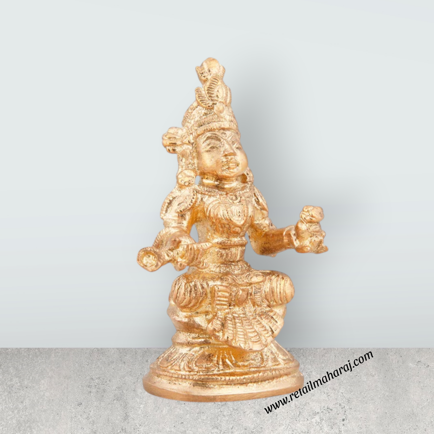 Annapurna Devi - 2.5 x 1.25 Inches | Panchaloha Statue/ Sitting Annapoorani Statue for Pooja/ 80 Gms Approx - Retail Maharaj