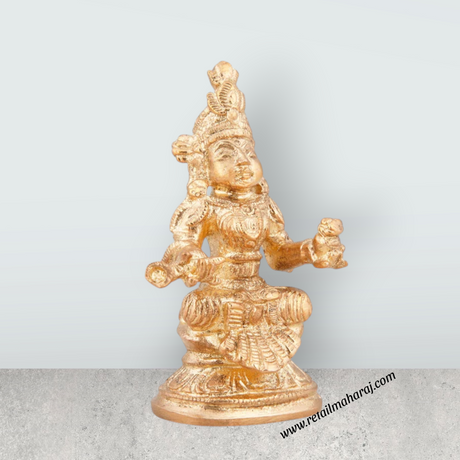 Annapurna Devi - 2.5 x 1.25 Inches | Panchaloha Statue/ Sitting Annapoorani Statue for Pooja/ 80 Gms Approx - Retail Maharaj