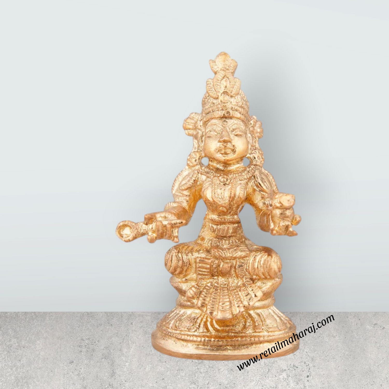 Annapurna Devi - 2.5 x 1.25 Inches | Panchaloha Statue/ Sitting Annapoorani Statue for Pooja/ 80 Gms Approx - Retail Maharaj