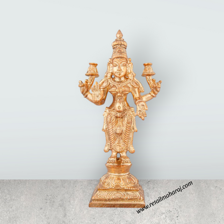 Lakshmi Idol - 5 x 2.5 Inches | Panchaloha Statue/ Standing Laxmi Idol for Pooja/ 345 Gms Approx - Retail Maharaj