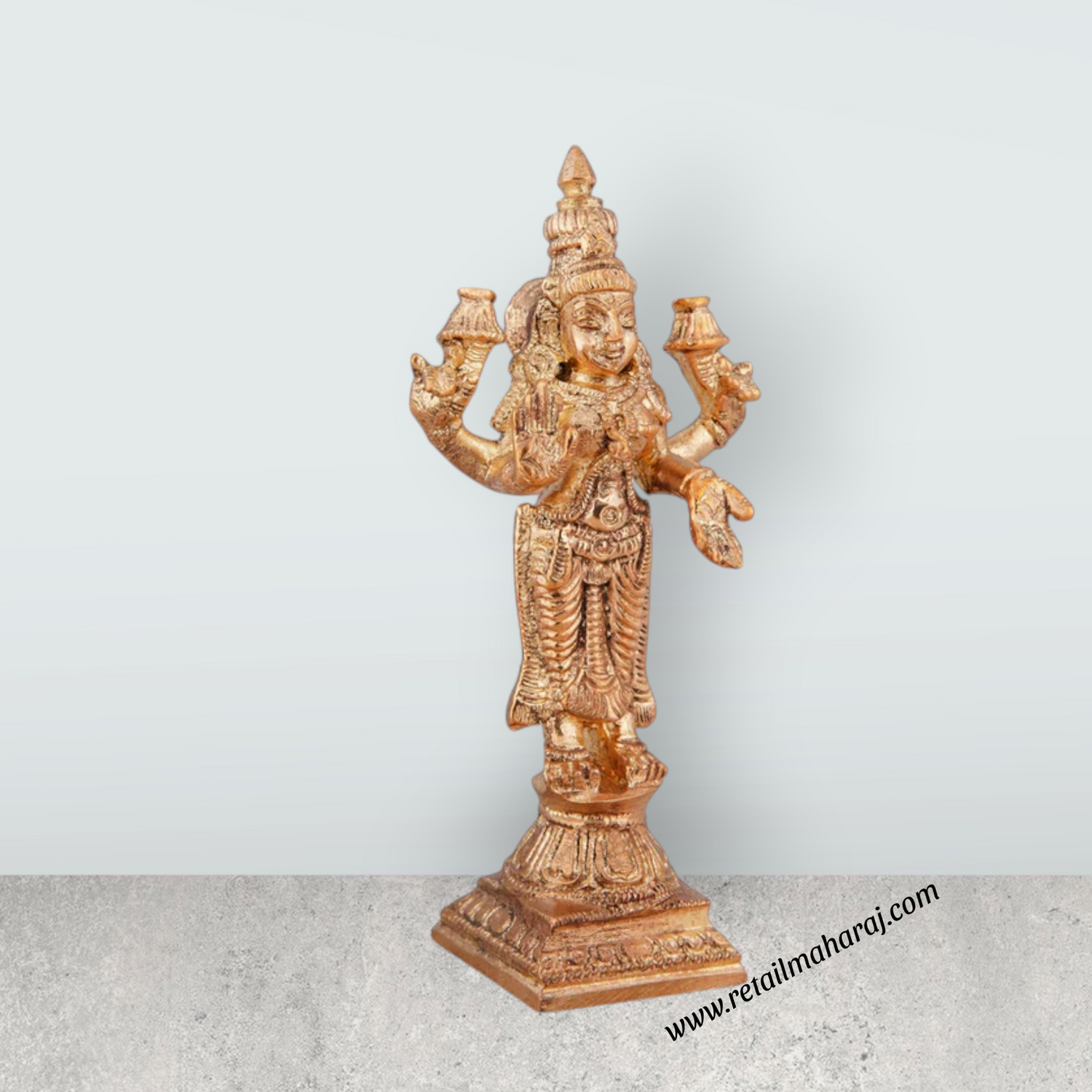 Laxmi Murti - 3.5 x 2 Inches | Panchaloha Statue/ Standing Lakshmi Idol for Pooja/ 100 Gms Approx - Retail Maharaj