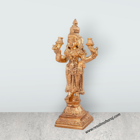 Laxmi Murti - 3.5 x 2 Inches | Panchaloha Statue/ Standing Lakshmi Idol for Pooja/ 100 Gms Approx - Retail Maharaj