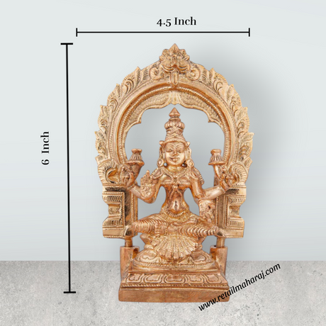 Laxmi Murti With Arch - 6 x 4.5 Inches | Panchaloha Statue/ Lakshmi Idol for Pooja/ 700 Gms Approx - Retail Maharaj