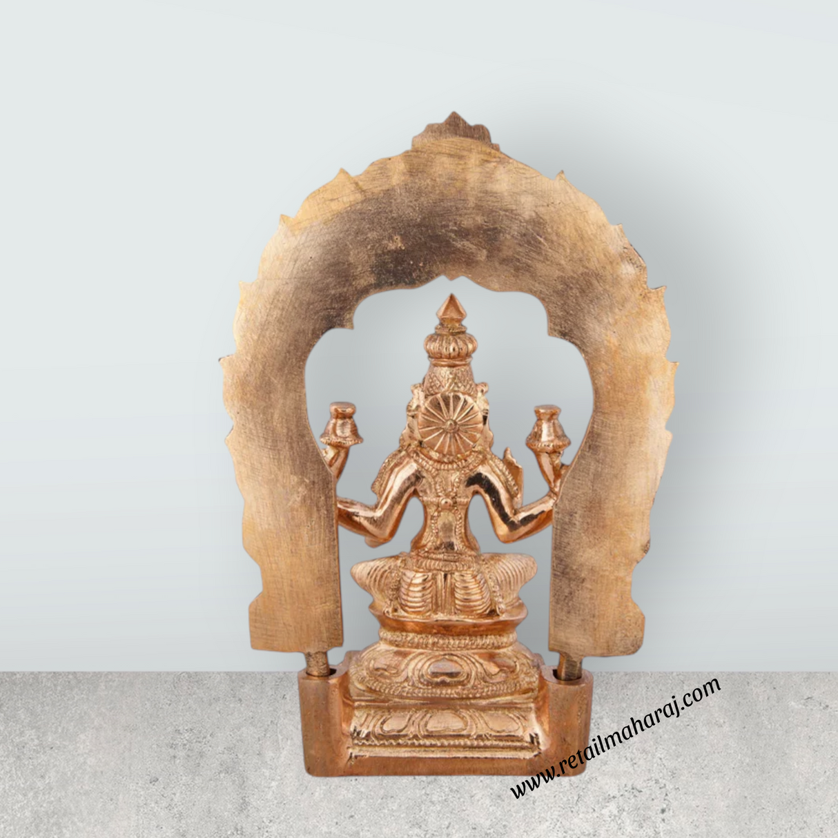 Laxmi Murti With Arch - 6 x 4.5 Inches | Panchaloha Statue/ Lakshmi Idol for Pooja/ 700 Gms Approx - Retail Maharaj