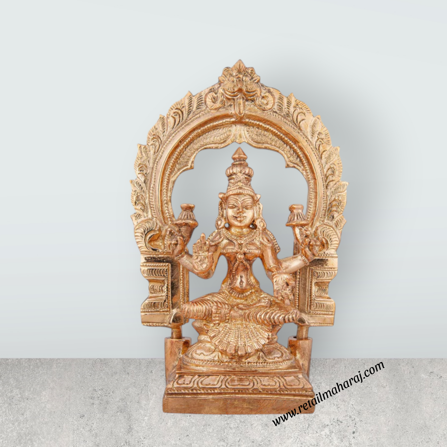 Laxmi Murti With Arch - 6 x 4.5 Inches | Panchaloha Statue/ Lakshmi Idol for Pooja/ 700 Gms Approx - Retail Maharaj