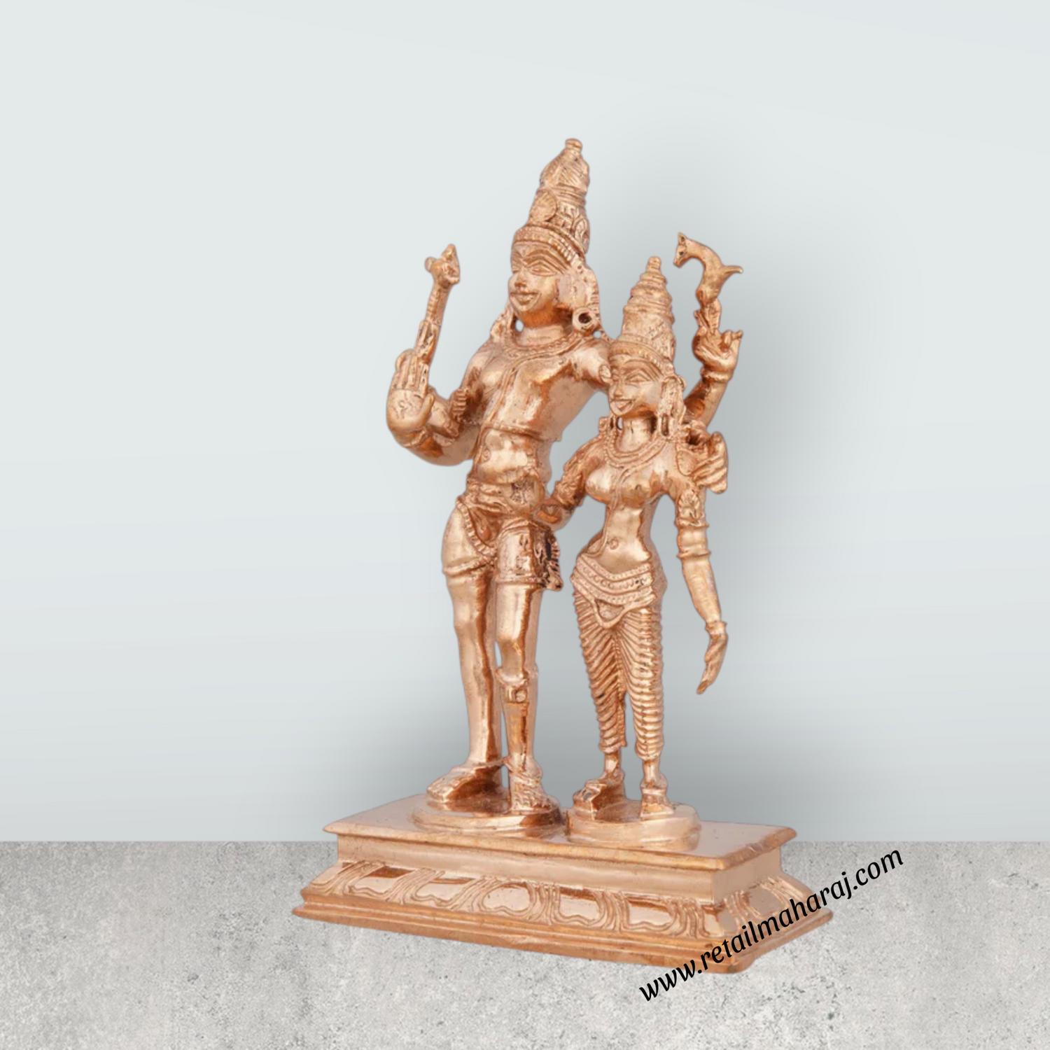 Shiv Parivar Murti - 5 x 3 Inches | Standing Shiv Parvati Murti/ Panchaloha Statue for Pooja/ 360 Gms Approx - Retail Maharaj