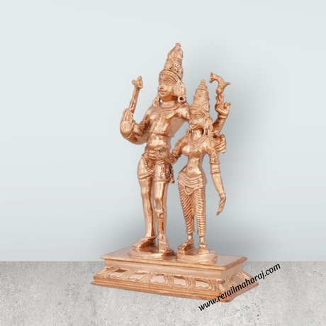 Shiv Parivar Murti - 5 x 3 Inches | Standing Shiv Parvati Murti/ Panchaloha Statue for Pooja/ 360 Gms Approx - Retail Maharaj