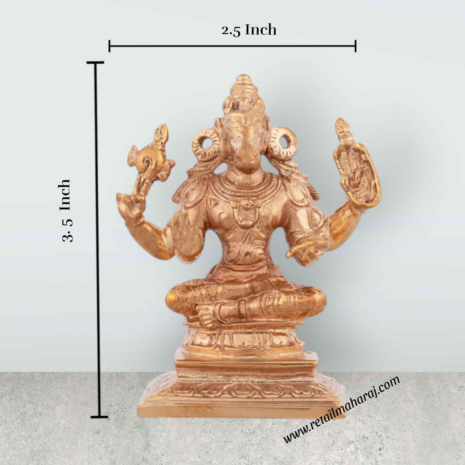 Hayagriva Statue Sitting On Base - 3.5 x 2.5 Inches | Panchaloha Statue/ Hayagreevar Statue for Pooja - Retail Maharaj