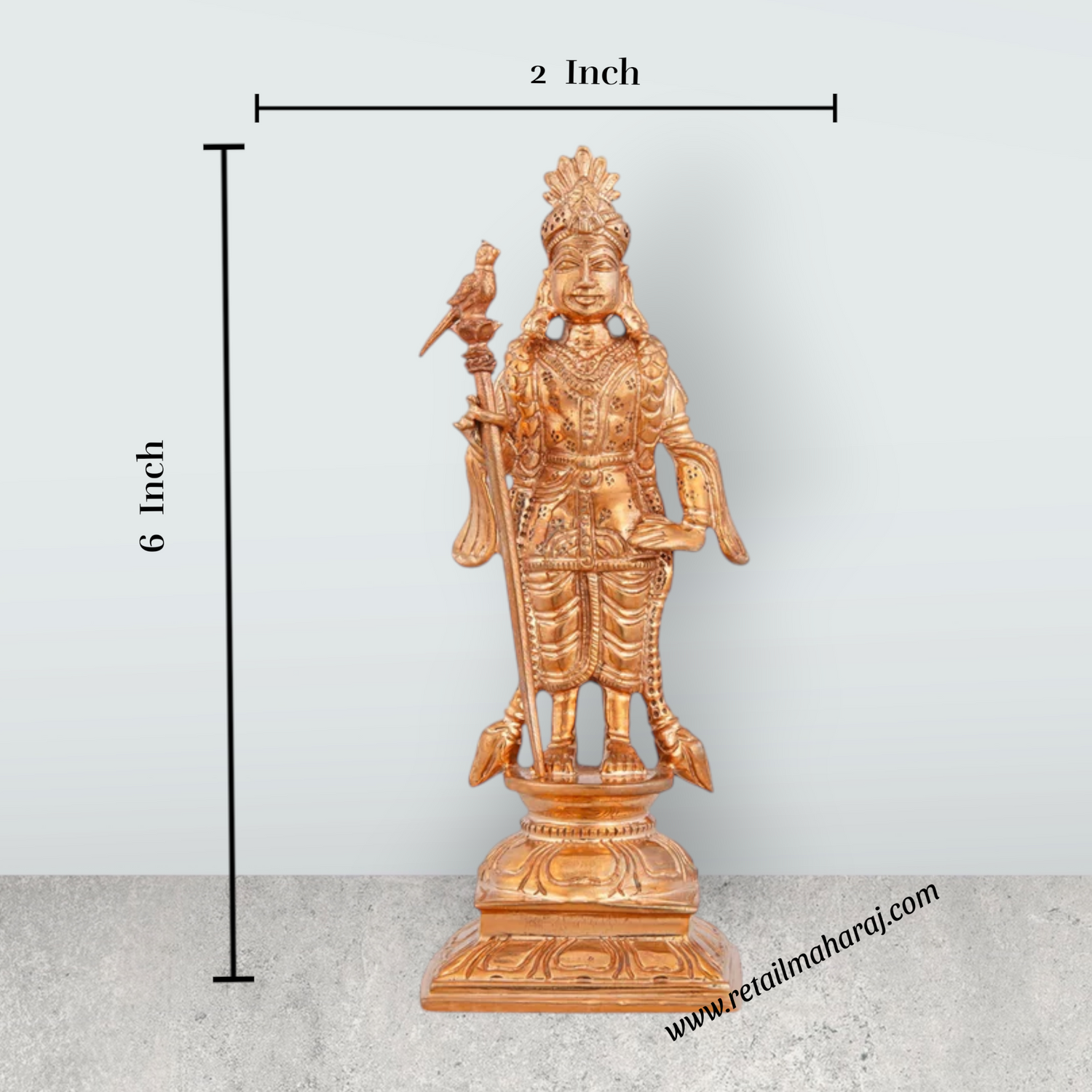 Raja Alangaram Murugan Statue - 6 x 2 Inches | Panchaloha Statue/ Standing Kartikeya Statue for Pooja/ 355 Gms - Retail Maharaj
