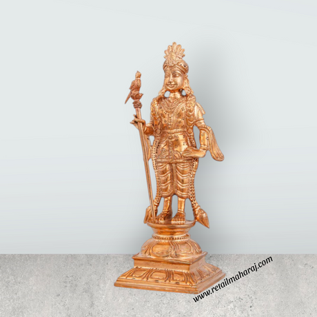 Raja Alangaram Murugan Statue - 6 x 2 Inches | Panchaloha Statue/ Standing Kartikeya Statue for Pooja/ 355 Gms - Retail Maharaj