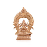 Ganesh Murti With Arch - 2.75 x 1.25 Inches | Panchaloha Statue/ Vinayaka Statue Sitting On Base for Pooja - Retail Maharaj