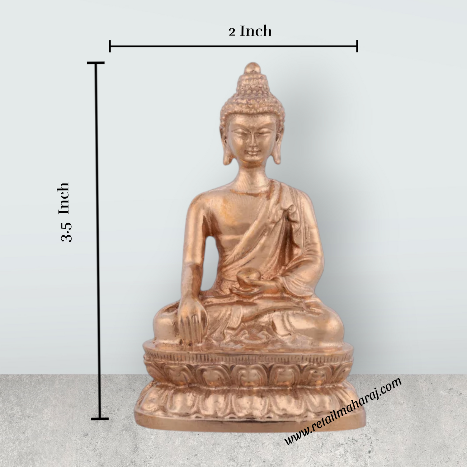 Buddha Statue Sitting On Base - 3.5 x 2 Inches | Panchaloha Statue/ Buddha Murti for Pooja - Retail Maharaj