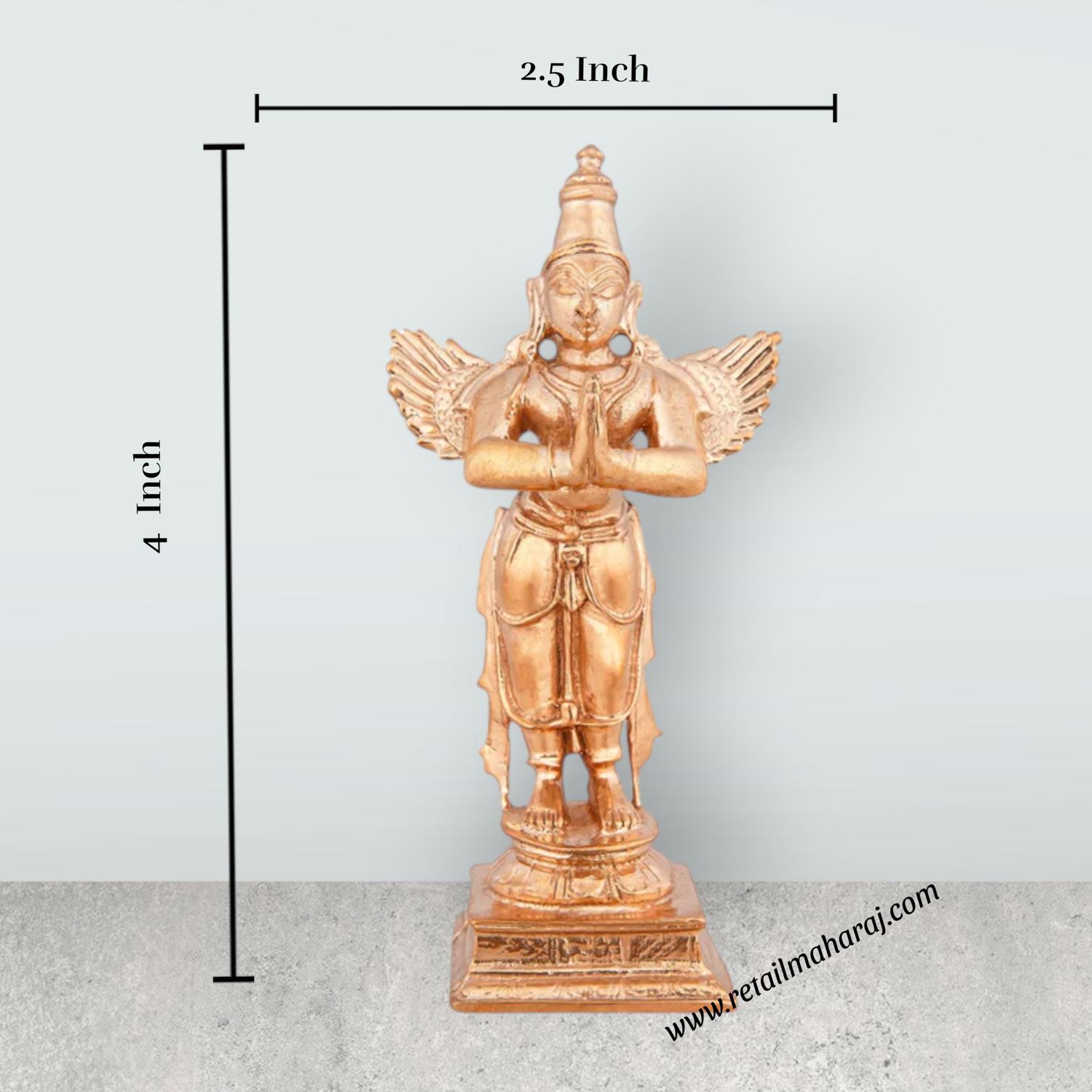 Garudan Statue - 4 x 2.5 Inches | Panchaloha Statue/ Standing Garuda Idol/ Garuda Murti for Pooja/ 225 Gms - Retail Maharaj