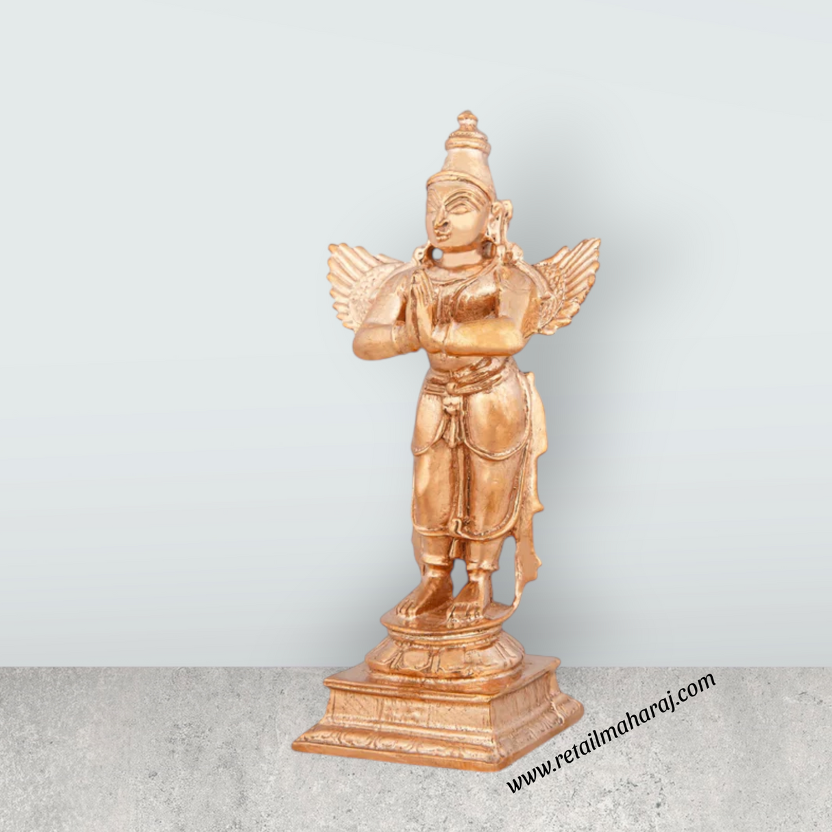 Garudan Statue - 4 x 2.5 Inches | Panchaloha Statue/ Standing Garuda Idol/ Garuda Murti for Pooja/ 225 Gms - Retail Maharaj